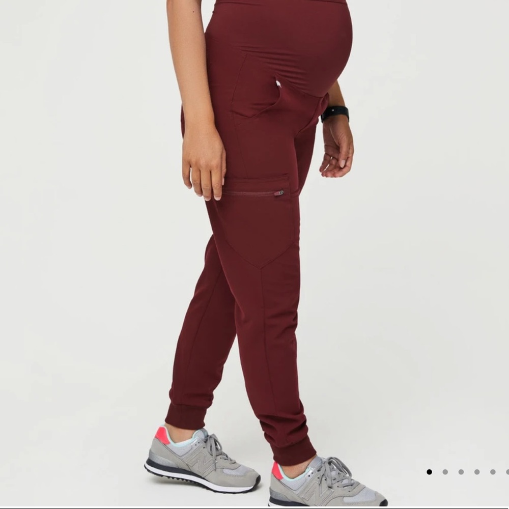 Figs Burgundy Maternity Joggers